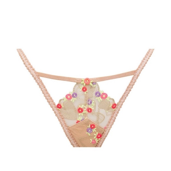 New! For love and lemons Maeve tan nude floral embroidered panty 10157 - Picture 1 of 12